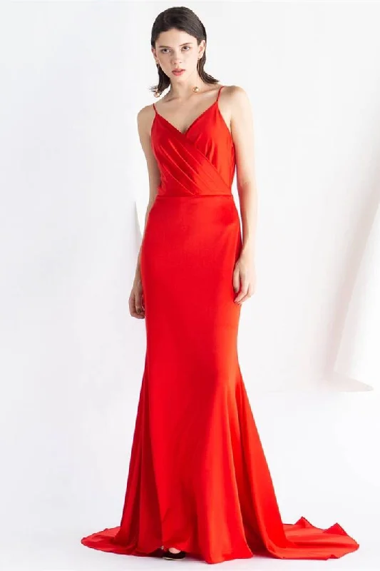 Today’s Deal structured dressMermaid Red Evening Dress with Cowl Back