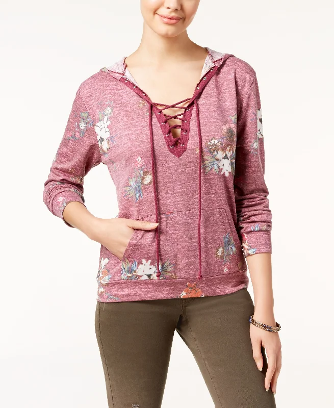 Deal of the Week chic pullover hoodiecomfortable athletic sweatshirtGypsies Moondust Juniors Printed Lace Up Hoodie