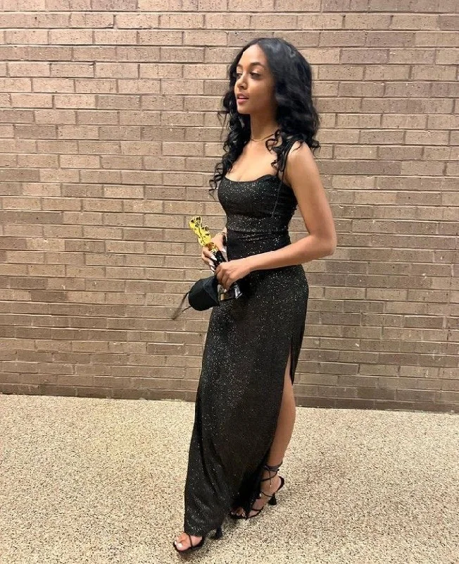 Price Drop A-line dressSexy Black Sheath Prom Dress,Black Formal Gown Y4445