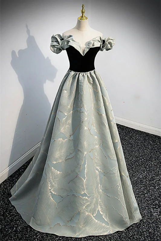 Lowest Price satin midi dressLight Green Off-the-Shoulder Ruffle Gold Prints Long Formal Dress Lowest Price satin midi dressLight Green Off-the-Shoulder Ruffle Gold Prints Long Formal Dress