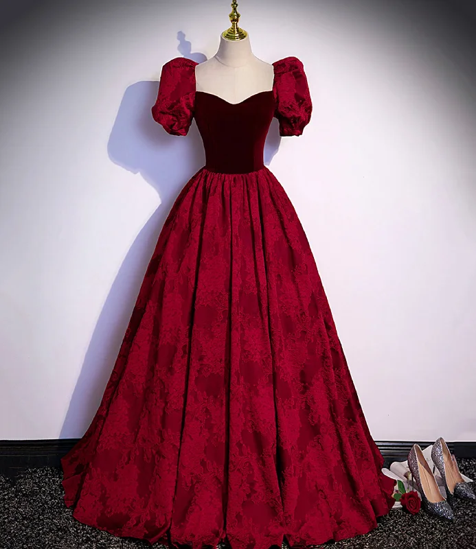 Special Offer modern dressBurgundy velvet jacquard long prom dress evening dress s89