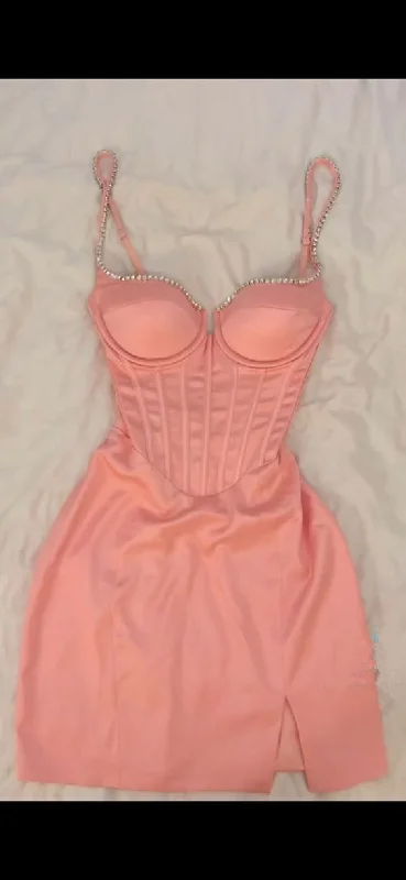 Fantastic Offers ruched dressBodycon V-Neck Corset Mini Dress,Sexy Homecoming Dress  Y4077