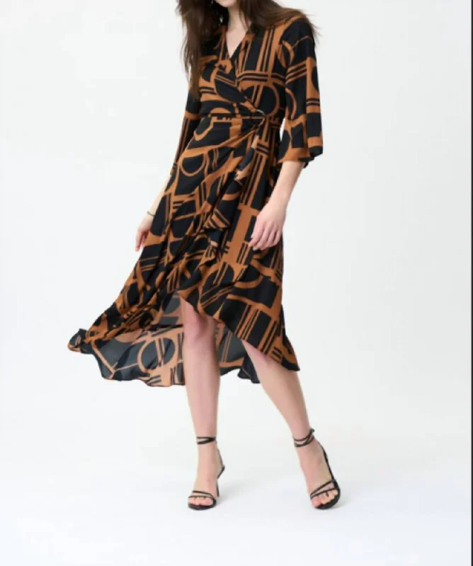 Exclusive Deal ruffle dressStyle 224086 in Black/Rust