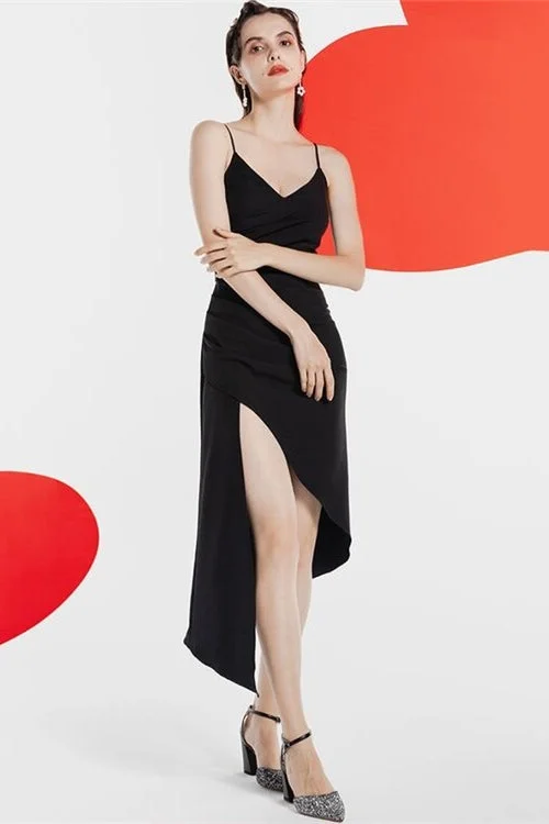 Now or Never ruched dressBlack Tight Asymmetric Dress