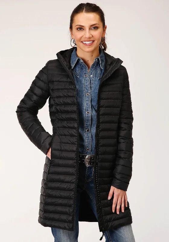Inventory Reduction chic padded coatWOMENS PARACHUTE BLACK LONG DOWN JACKET