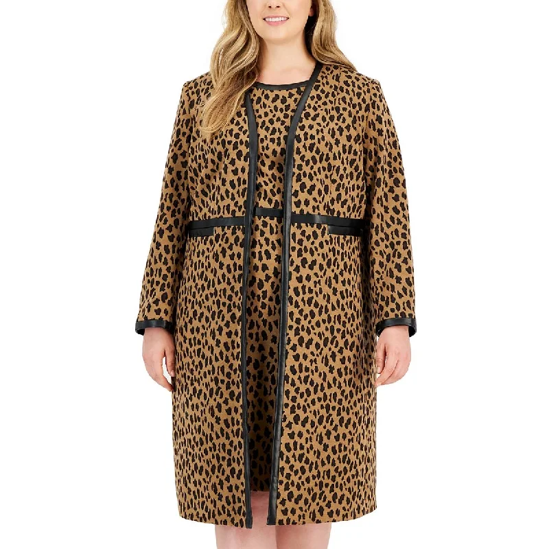 Can't Miss long-sleeve coatPlus Womens Animal Print Long Long Coat