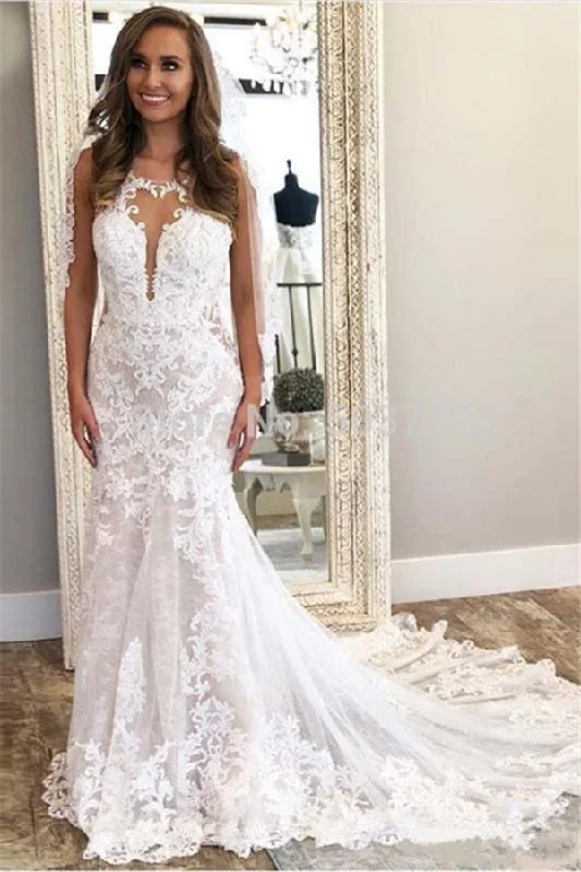 Final Sale Modern Sleeveless Column Lace Wedding Dress Online
