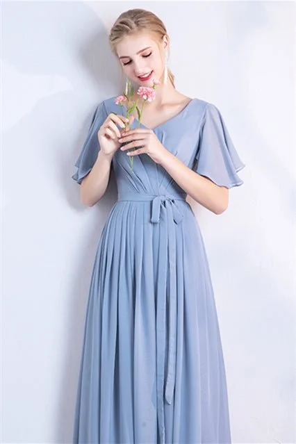 Deal Alert bohemian dress6 Styles Blue Chiffon Long Bridesmaid Dresses