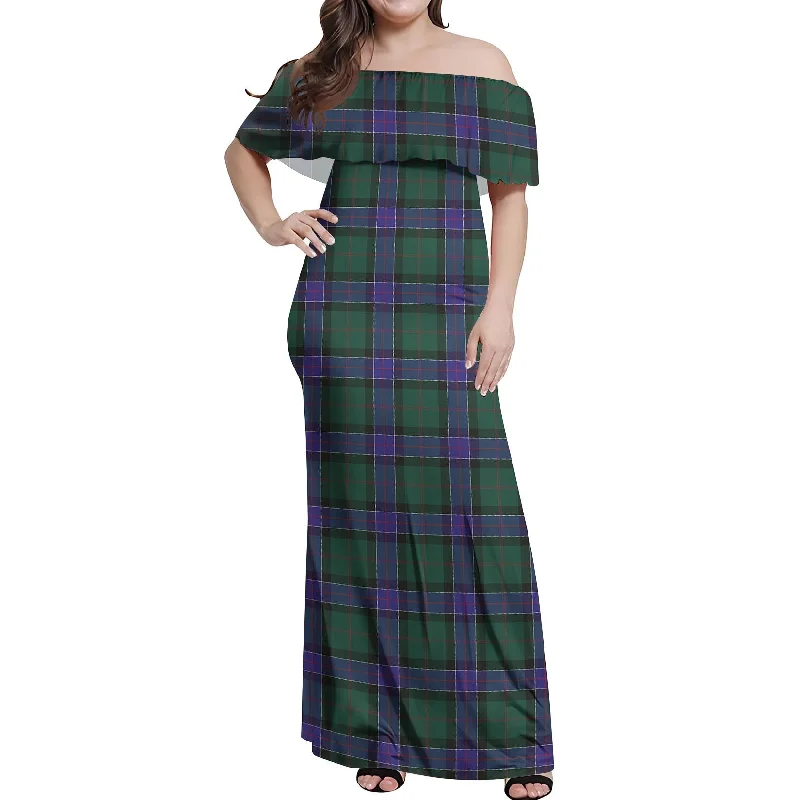 New Markdowns Sinclair Hunting Modern Tartan Off Shoulder Long Dress