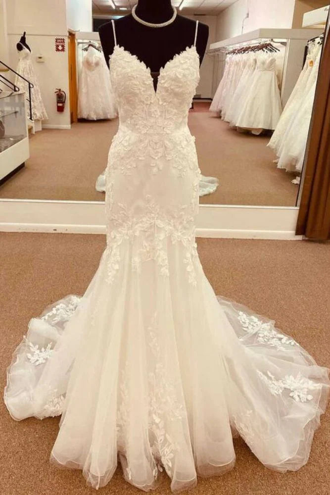 Markdowns sleek midi dressMermaid Sweetheart Spaghetti Straps Appliques With Sweep Train Wedding Dress Markdowns sleek midi dressMermaid Sweetheart Spaghetti Straps Appliques With Sweep Train Wedding Dress