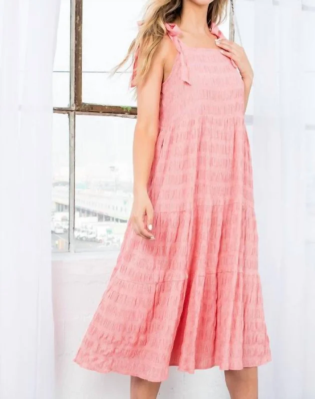 Steals and Deals boho-chic dressThe Ellie Gingham Print Dress in Coral