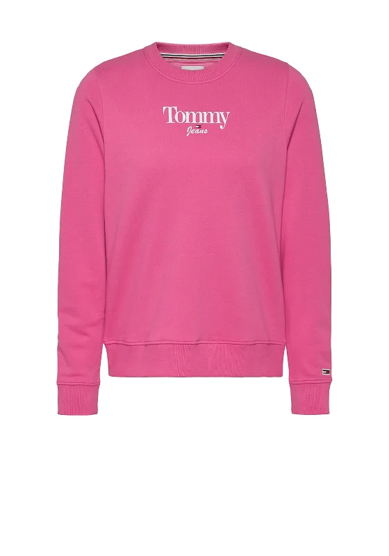 Today’s Deal pullover hoodieTommy Jeans Womens Logo Light Sweatshirt, Pink Alert