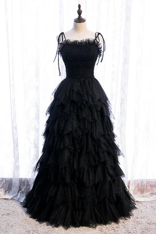 Massive Deals tiered dressBlack A-line Bow Tie Shoulder Ruffle-Layers Maxi Formal Dress Massive Deals tiered dressBlack A-line Bow Tie Shoulder Ruffle-Layers Maxi Formal Dress