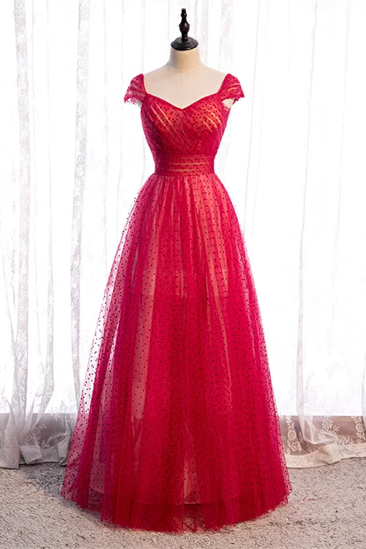 Overstock casual day dressRed A-line V Neck Cap Sleeves Pleated Maxi Formal Dress with Dot Appliques Overstock casual day dressRed A-line V Neck Cap Sleeves Pleated Maxi Formal Dress with Dot Appliques
