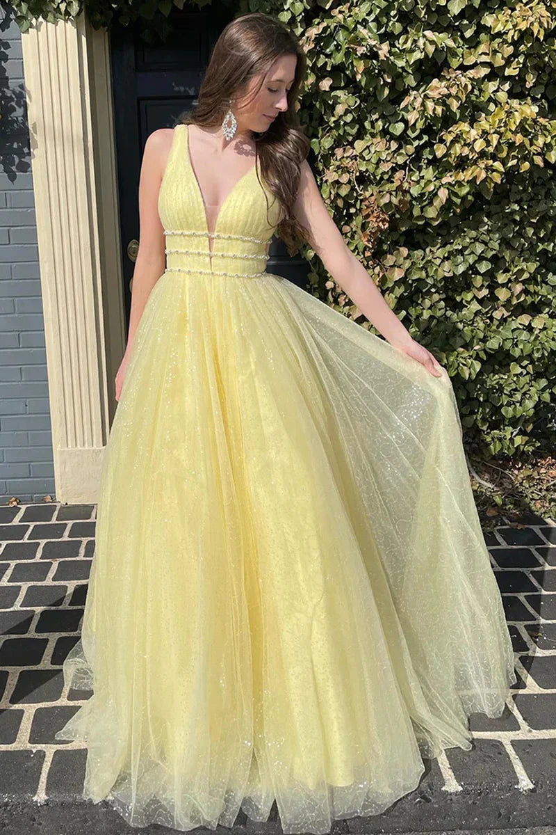 Exclusive Access trendy mini dressTulle A-Line V-Neck Sleeveless Empire Beaded Prom Dress