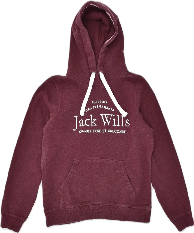 Special Savings sports hoodieJACK WILLS Womens Graphic Hoodie Jumper UK 12 Medium Burgundy Sports