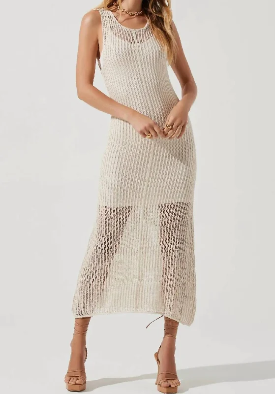 Seasonal Clearance casual dressPalmer Crochet Column Midi Dress in Natural