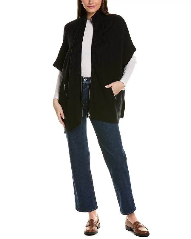 Price Cut outdoor coatBruno Magli Zip Front Wool & Cashmere-Blend Poncho