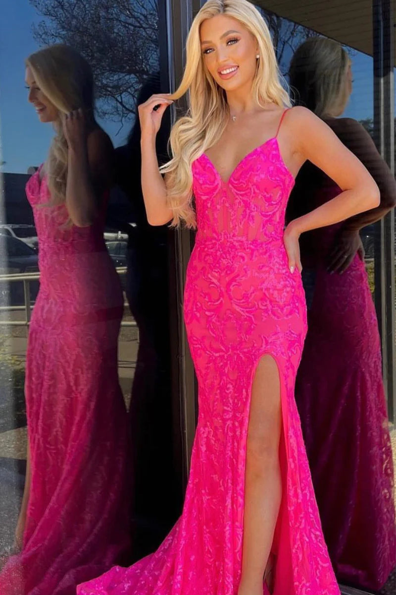 Act Fast chic wrap dressSexy V-Neck Spaghetti Straps Lace Appliques Trumpet Prom Dress