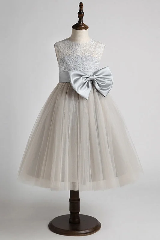 Overstock Sale chic shift dressCute Tulle A-Line Lace Appliques Round Sleeveless Flower Girl Dress