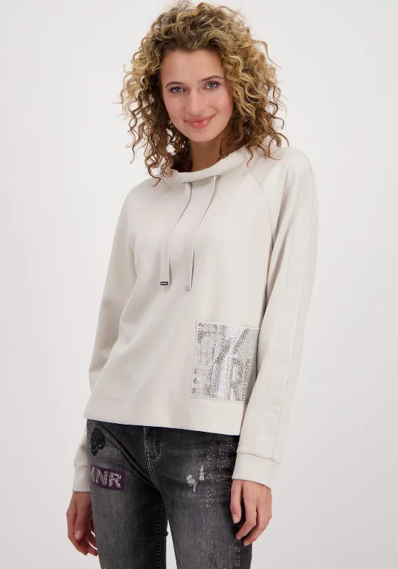 Big Savings fleece hoodie for winterMonari Rhinestone Patch High Collar Sweatshirt, Beige