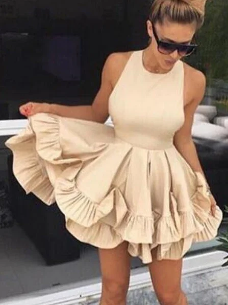 Super Sale Cheap Homecoming Dresses Scoop A Line Short Prom Dress Simple Party Dress JK628