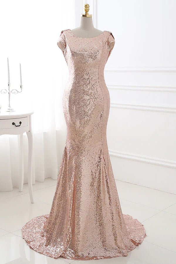 Low Prices office dressFully Sequins Trumpet Scoop With Train Bridesmaid Dress