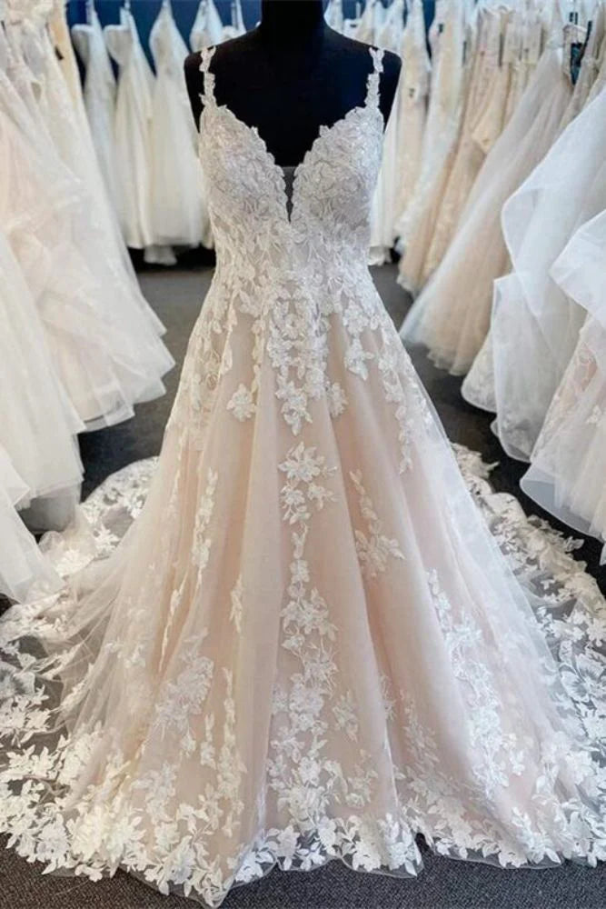 Price Buster playful dressElegant Lace A-Line V-Neck Strapless Appliques With Train Wedding Dress Price Buster playful dressElegant Lace A-Line V-Neck Strapless Appliques With Train Wedding Dress