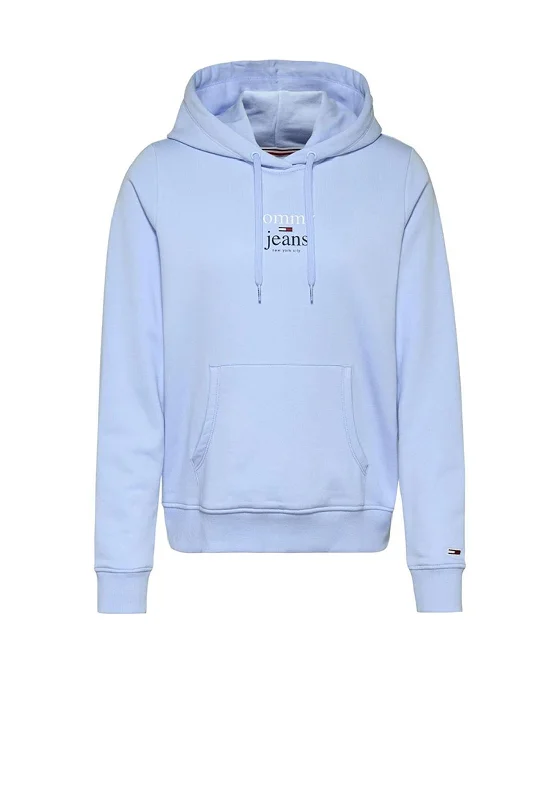 Overstock Sale zippered hoodieTommy Jeans Womens Essential Logo Hoodie, Chambray Sky