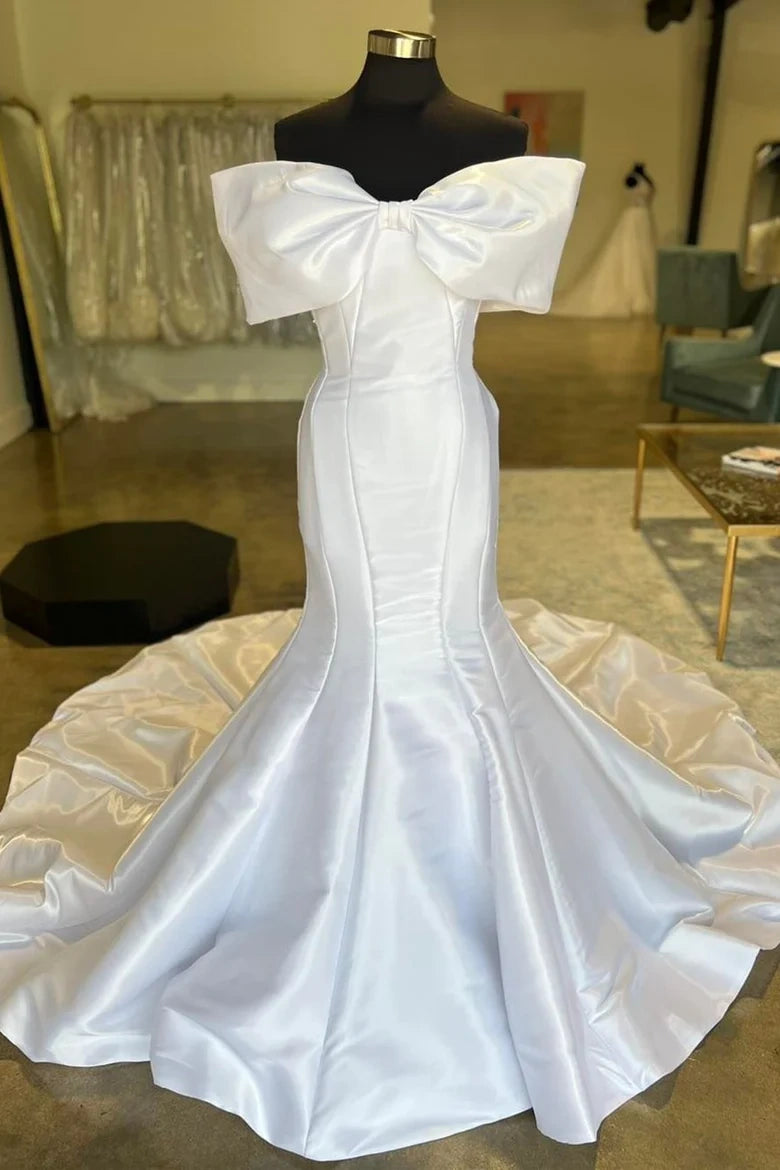 Special Savings trendy bodycon dressBow Off-Shoulder Sleeveless Satin Mermaid Wedding Dress Special Savings trendy bodycon dressBow Off-Shoulder Sleeveless Satin Mermaid Wedding Dress