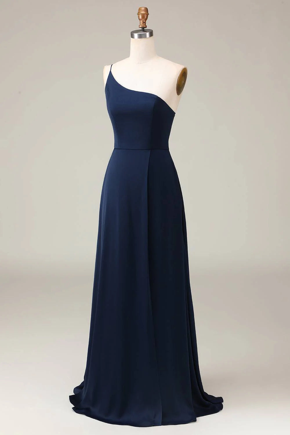 Stock Clearance stylish dressCasual Satin A-Line One Shoulder Sleeves Bridesmaid Dress
