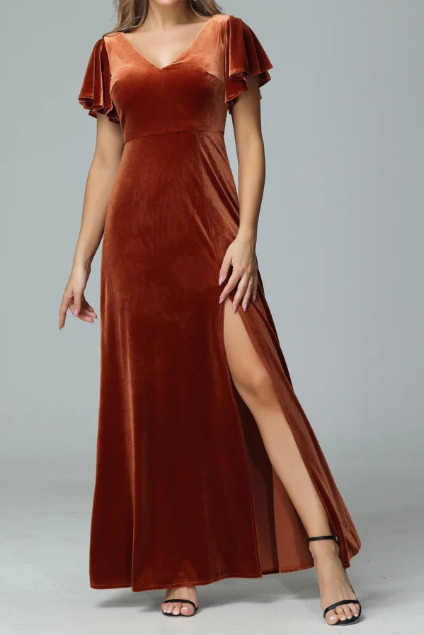 Year-End Clearance lace-up dressVelvet A-Line V-Neck Short Sleeves Empire Bridesmaid Dress Year-End Clearance lace-up dressVelvet A-Line V-Neck Short Sleeves Empire Bridesmaid Dress