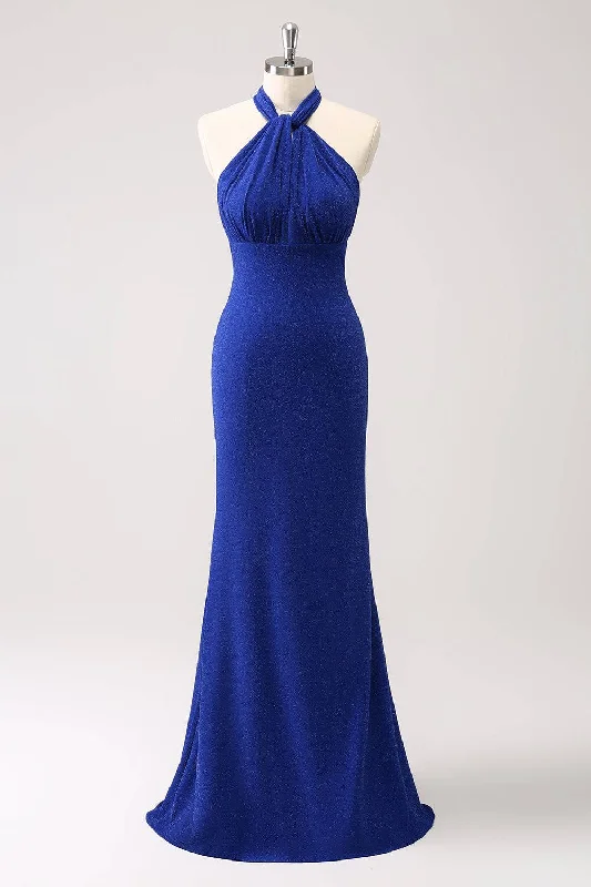Super Sale draped dressSexy Satin Trumpet Glitter Open Back Bridesmaid Dress