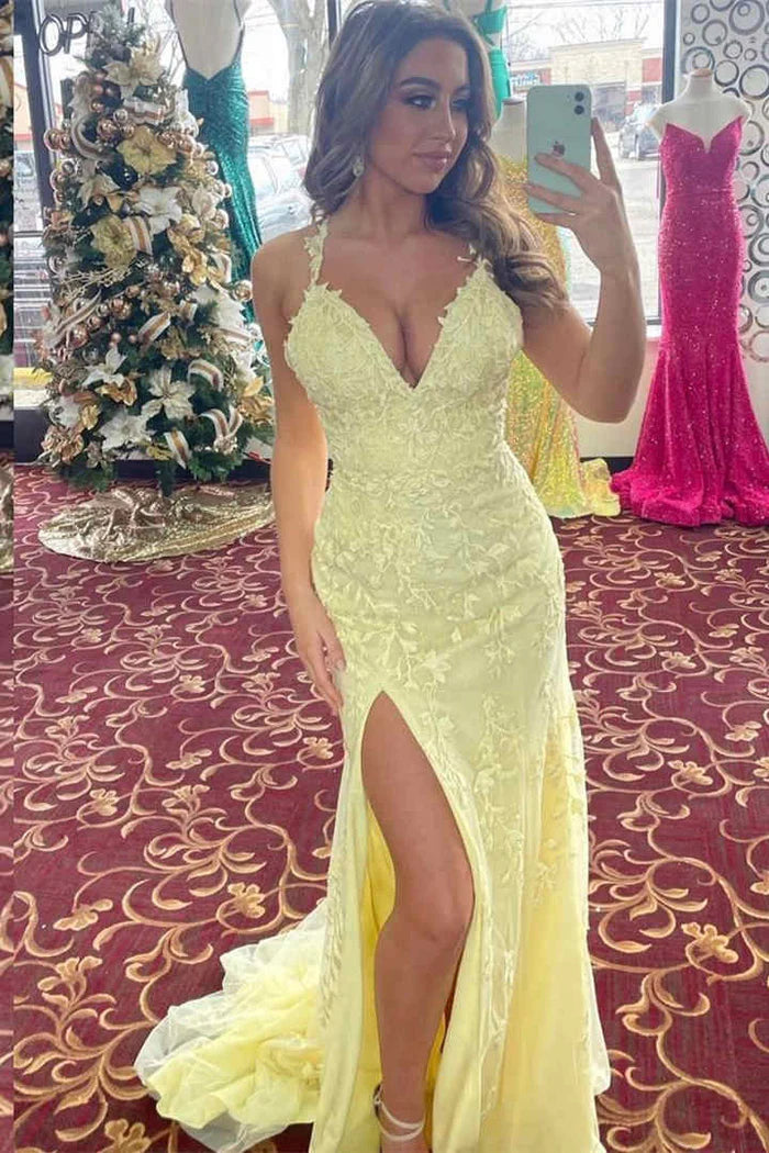 Deal Frenzy ruffle dressV-Neck Spaghetti Straps With Side Slit Lace Appliques Prom Dress Deal Frenzy ruffle dressV-Neck Spaghetti Straps With Side Slit Lace Appliques Prom Dress