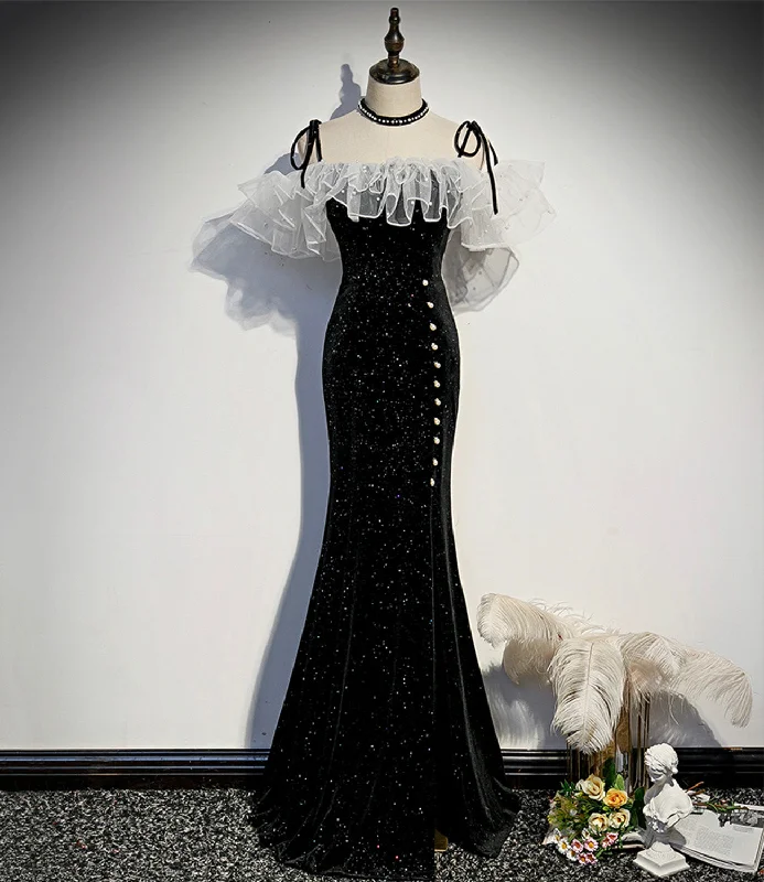 Buy Now chic slip dressBlack velvet long prom dress mermaid evening dress s57