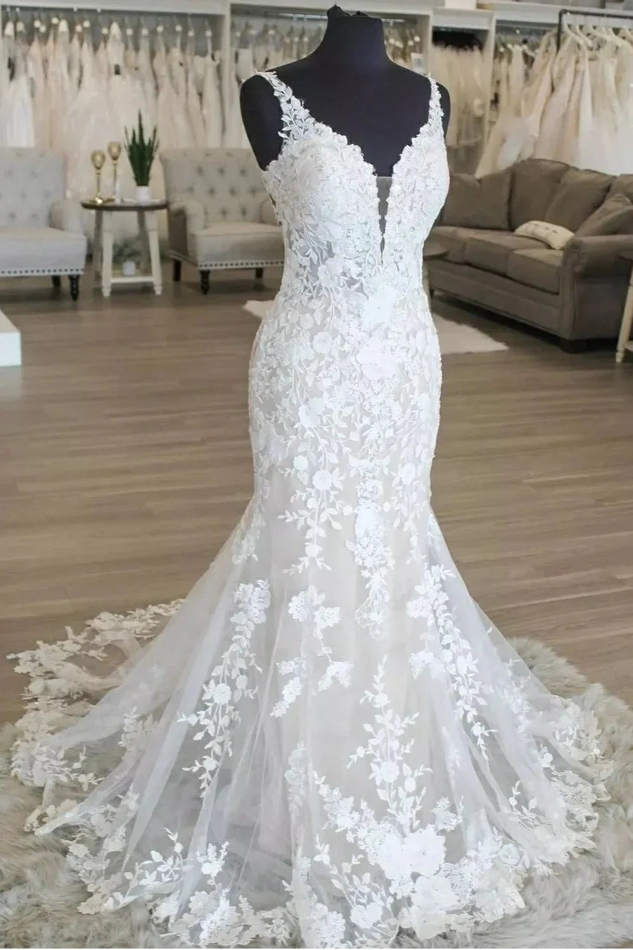 Buy More, Save More off-shoulder dressLace Mermaid V-Neck Sleeveless Wedding Dress Buy More, Save More off-shoulder dressLace Mermaid V-Neck Sleeveless Wedding Dress