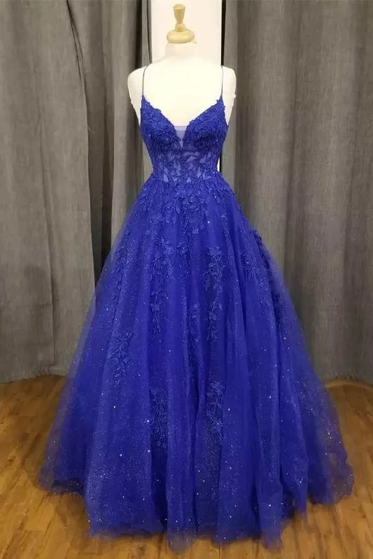 Bonus Savings elegant evening dressRoyal Blue Floral Appliques V-Neck A-Line Prom Dress Y4234 Bonus Savings elegant evening dressRoyal Blue Floral Appliques V-Neck A-Line Prom Dress Y4234