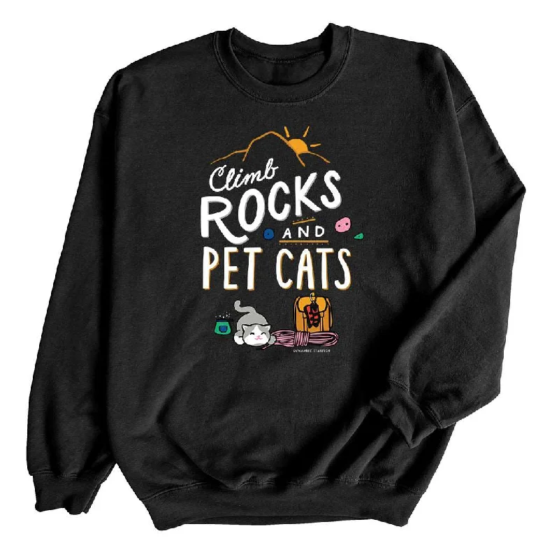Today’s Deal chic workout hoodiegym ready hoodieClimb Rocks and Pet Cats — Unisex Crewneck Sweatshirt