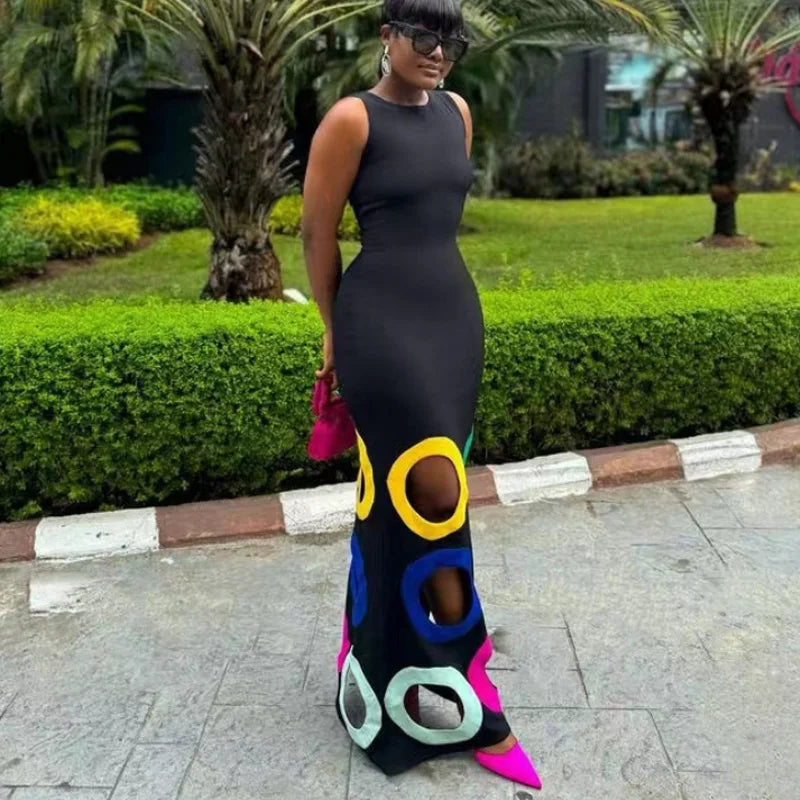 Stock Clearance wool coatAfrican Fashion Colorful Hollow Out Summer Dress Women Elegant Round Neck Slim Club Party Dresses Sleeveless Long Dress Stock Clearance wool coatAfrican Fashion Colorful Hollow Out Summer Dress Women Elegant Round Neck Slim Club Party Dresses Sleeveless Long Dress