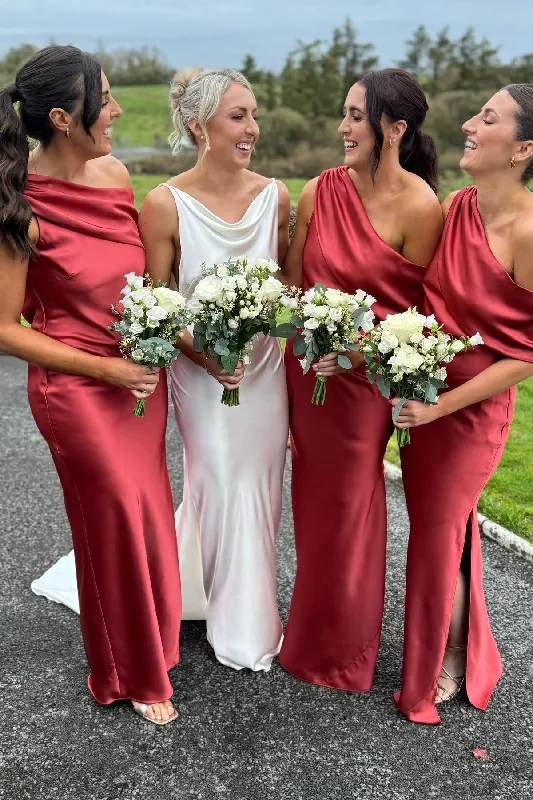 Markdowns classic fit-and-flare dressOne Shoulder Fitted Long Bridesmaid Dress With Slit Markdowns classic fit-and-flare dressOne Shoulder Fitted Long Bridesmaid Dress With Slit