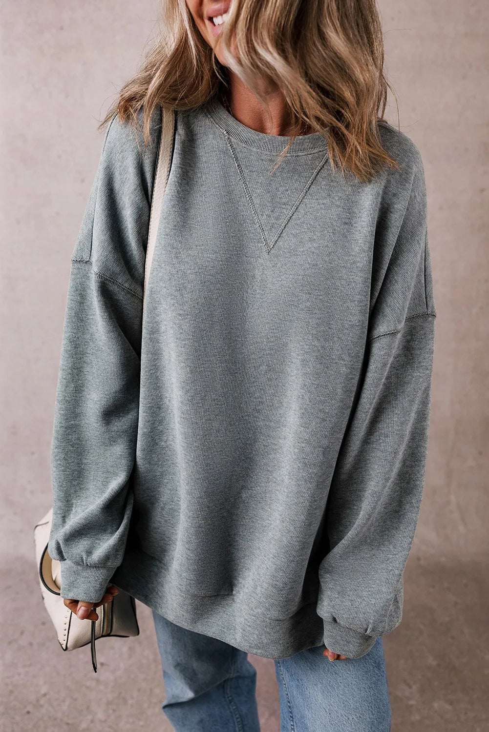 Markdown Madness warm hooded jacketeco-friendly sports hoodieSlit Round Neck Long Sleeve Sweatshirt