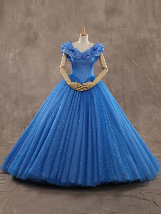 Special Savings Luxury Prom Dresses Ball Gown Sweep/Brush Train Royal Blue Sexy Prom Dress JKL466