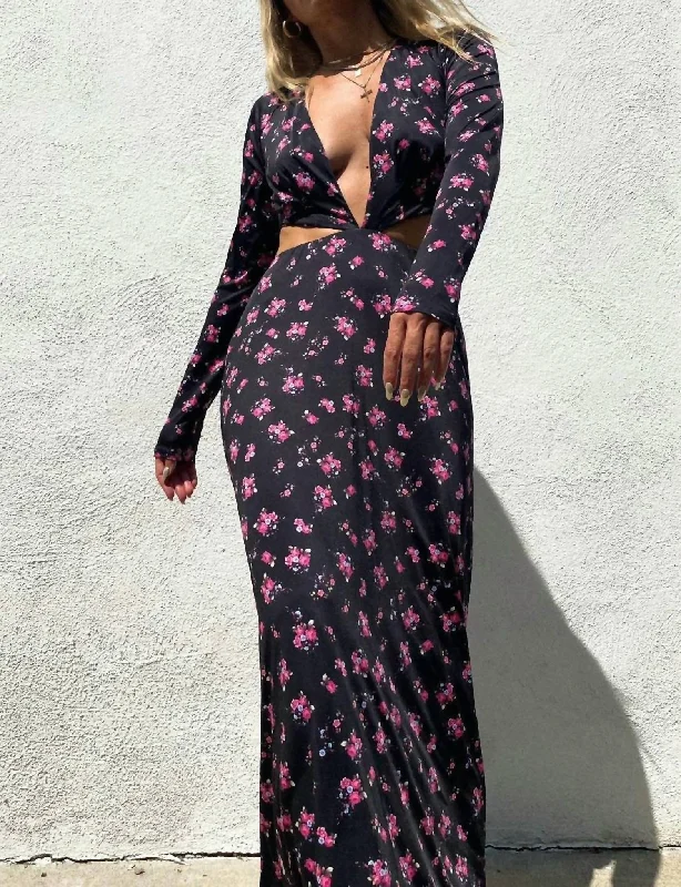 Hurry In trendy mini dressAssi Cutout Dress in Noir Blush Floral