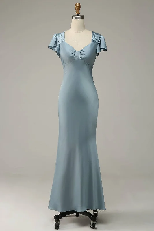 Weekend Deal formal dressMisty Mermaid V Neck Satin Ruffle Sleeves Long Bridesmaid Dress Weekend Deal formal dressMisty Mermaid V Neck Satin Ruffle Sleeves Long Bridesmaid Dress