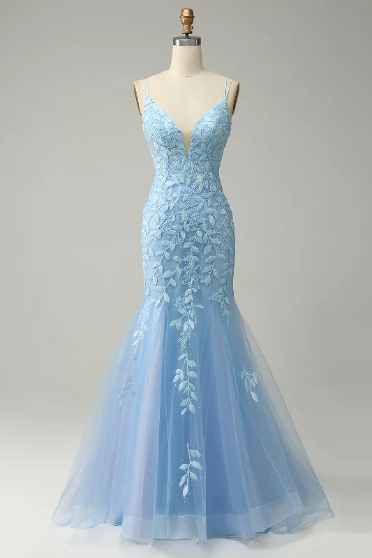 Act Now fitted cocktail dressLight Blue Mermaid Lace-Up Appliques Tulle Long Prom Dress Act Now fitted cocktail dressLight Blue Mermaid Lace-Up Appliques Tulle Long Prom Dress