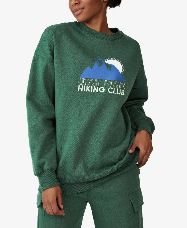 Price Cut zip-up hoodiebold fitness hoodieWomens Lifestyle Oversized Graphic Crew Neck Sweatshirt