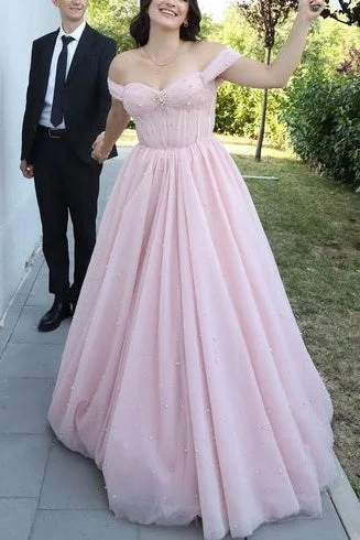 Season Finale Sale flowy evening dressTulle A-Line Off-Shoulder Empire Pink Wedding Dress Season Finale Sale flowy evening dressTulle A-Line Off-Shoulder Empire Pink Wedding Dress