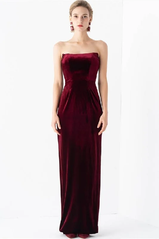 YEAR-End Sale modern dressBurgundy Velvet Long Dress
