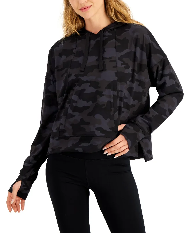 New Deals slim fit hoodiesleek workout sweatshirtID Ideology Womens Relaxed Camo Hoodie