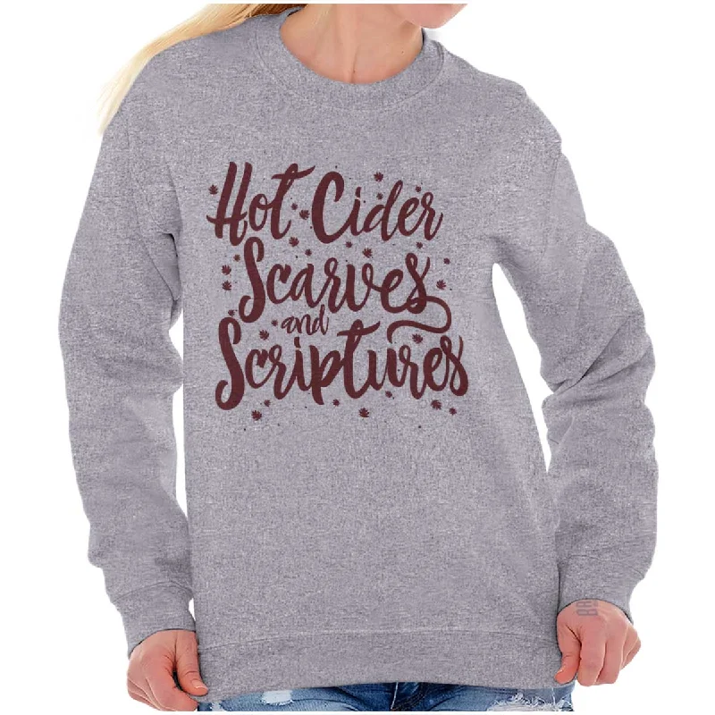 Now or Never cozy hooded jacketsleek gym hoodieCider Scarves Scriptures Crewneck Sweatshirt